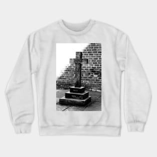 Dark cross on an old church, black and white photography Crewneck Sweatshirt